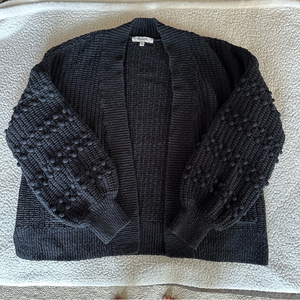 Madewell Black Chunky Textured Open Cardigan